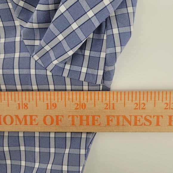 Mizzen+Main Leeward Small Trim Fit Blue Gingham Dress Shirt Mens - Picture 3 of 7